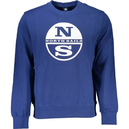 Blauer Langarm-Sweatshirt mit Druck , Herren, Größe: M - North Sails - Modalova