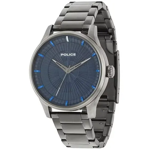 Watches, male, , Size: ONE SIZE Blue Dial Stainless Steel Analog Watch - Police - Modalova