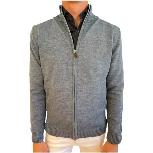 Blaue Merino Zip Cardigan , Herren, Größe: M - Stenströms - Modalova