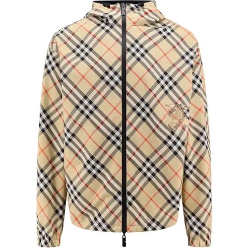 Reversible Beige Jacket with Hood , male, Sizes: L, M - Burberry - Modalova