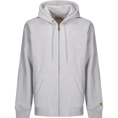 Zip-throughs, male, , Size: L Hooded Cotton Sweatshirt with Zip Pockets - Carhartt WIP - Modalova