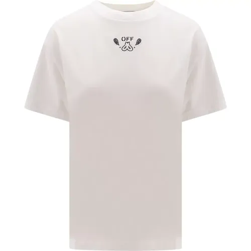 Weißes T-Shirt mit Rundhalsausschnitt und Pfeillogo Off - Off White - Modalova