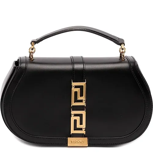 Leather Greca Goddess Handle Bag , female, Sizes: ONE SIZE - Versace - Modalova