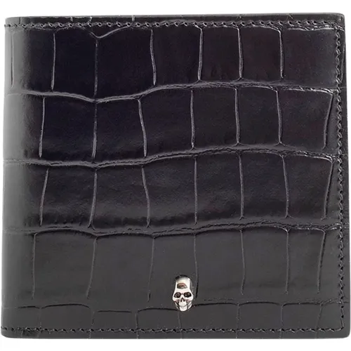 Shiny Croc Leather Billfold , male, Sizes: ONE SIZE - alexander mcqueen - Modalova