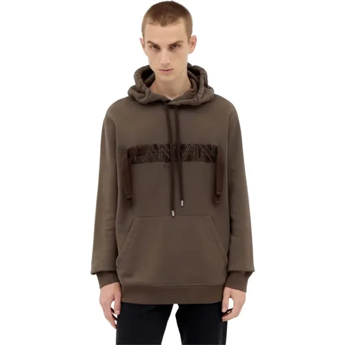 Hoodies, male, , Size: M Cotton Fleece Hooded Sweatshirt - Lanvin - Modalova