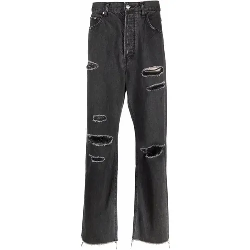 Zerrissene High-Waist-Jeans , Herren, Größe: W30 - Ambush - Modalova