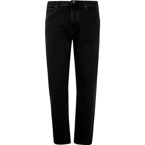 Schmale Schwarze Stretch-Denim-Jeans , Herren, Größe: W36 - Incotex - Modalova