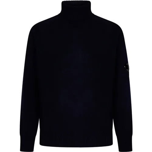 Grob gerippter Rollkragenpullover Blau , Herren, Größe: L - C.P. Company - Modalova