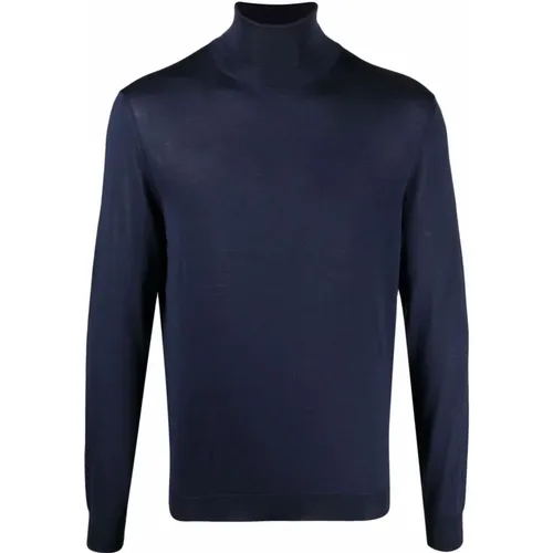 Turtlenecks, male, , Size: L Navy Roll Neck Sweater - Drumohr - Modalova