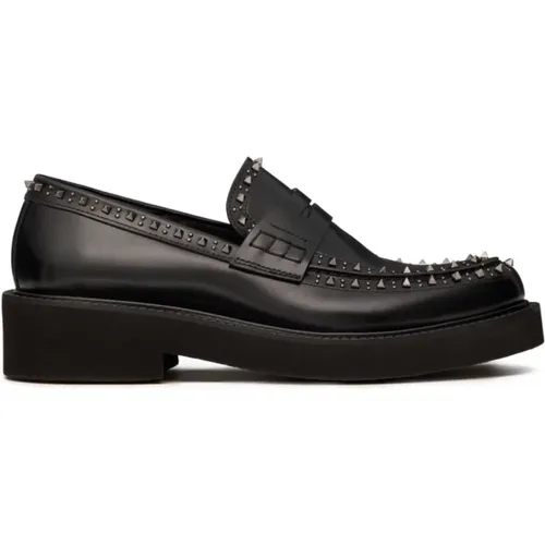 Flat Shoes with Rockstud Embellishment , male, Sizes: 8 UK, 6 UK, 10 UK, 7 UK, 7 1/2 UK, 9 UK - Valentino Garavani - Modalova