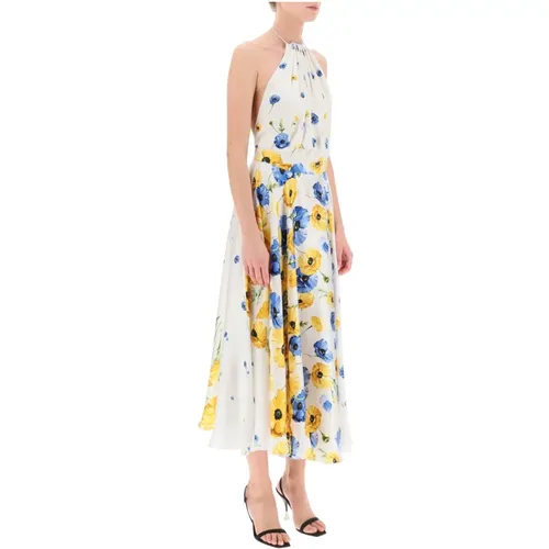 Maxi Dresses,Midi-Kleid aus Satin mit Blumenmuster - Raquel Diniz - Modalova