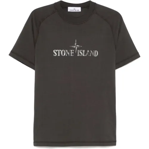 T-Shirts, male, , Size: L Men's T-Shirts & Polos in Grigio - Stone Island - Modalova