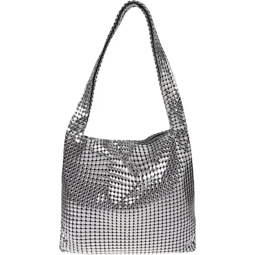 Shoulder Bags, female, , Size: ONE SIZE Silver Pixel Hobo Bag - Paco Rabanne - Modalova