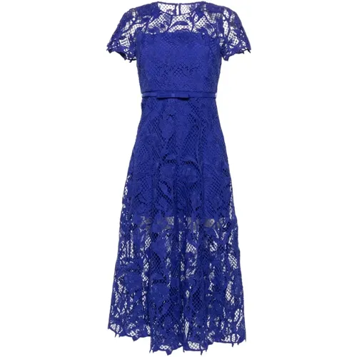 Blaues Kleid mit Einzigartigem Design , Damen, Größe: S - Self Portrait - Modalova