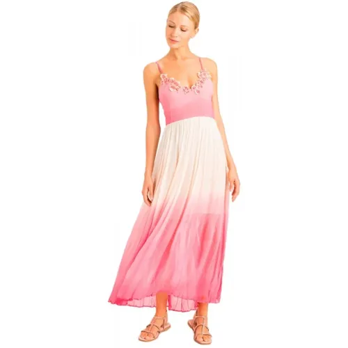 Langes Crepon Kleid mit Ombre-Effekt , Damen, Größe: XS - Twinset - Modalova