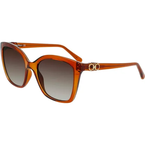 Pearl Caramel/Light Shaded Sunglasses , female, Sizes: 54 MM - Salvatore Ferragamo - Modalova