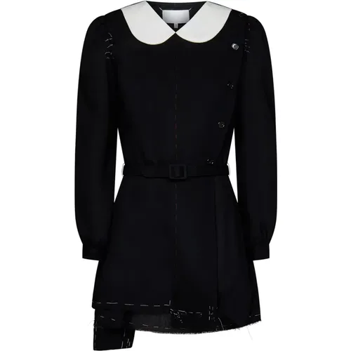 Wool Dress with Peter Pan Collar and Adjustable Belt , female, Sizes: S - Maison Margiela - Modalova