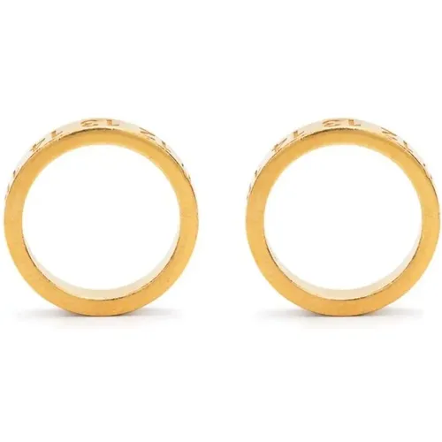 Earrings, female, , Size: ONE SIZE Engraved Circle Earrings with Numbers Motif - Maison Margiela - Modalova