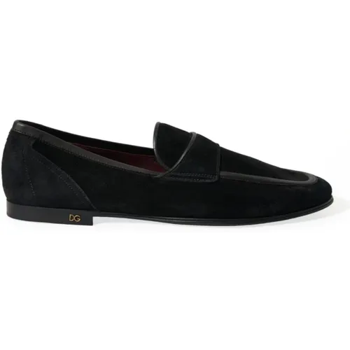 Loafers, male, , Size: 7 US Velvet Slip On Loafers - Dolce & Gabbana - Modalova