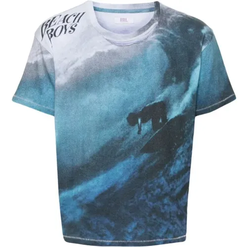Surfer Wellen T-Shirt , Herren, Größe: L - ERL - Modalova