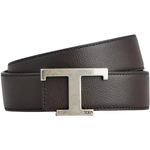 Belts, male, , Size: 95 CM Reversible Leather Belt with T-Buckle - TOD'S - Modalova