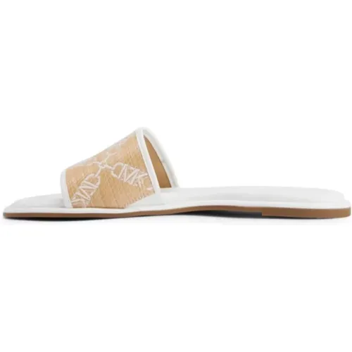 Weiße Flache Sandale mit Gold Detail , Damen, Größe: 38 EU - Michael Kors - Modalova