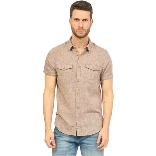 Linen Shirt with Pockets , male, Sizes: 3XL, M, L, XL, S, 2XL - YES ZEE - Modalova