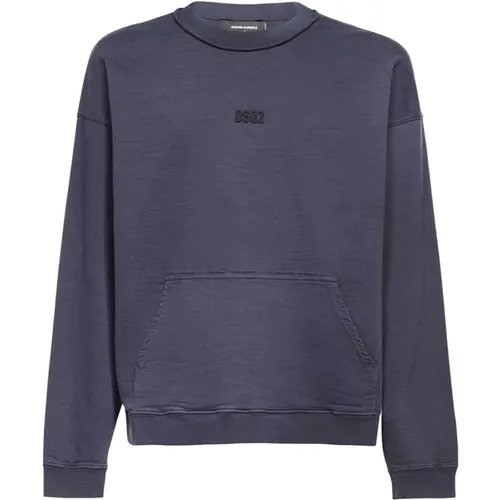 Logo Sweatshirt mit geripptem Kragen , Herren, Größe: XL - Dsquared2 - Modalova