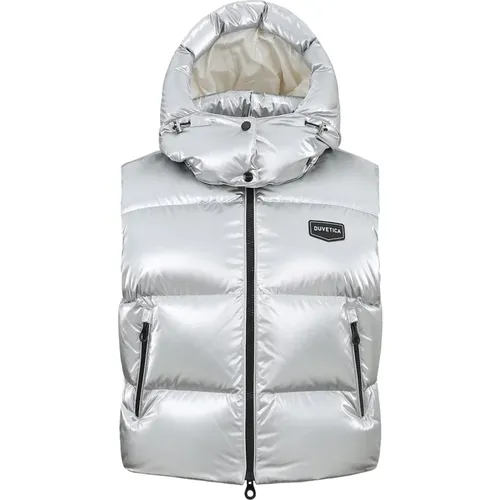 Silver Down Puffer Vest with Detachable Hood , female, Sizes: XS, 2XS, M, S - duvetica - Modalova