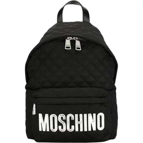 Backpacks, male, , Size: ONE SIZE Double Zip Backpack with Logo Plaque - Moschino - Modalova