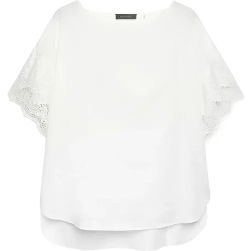 Cotton Blouse with Lace Edges , female, Sizes: XL, L, 2XL - Elena Mirò - Modalova