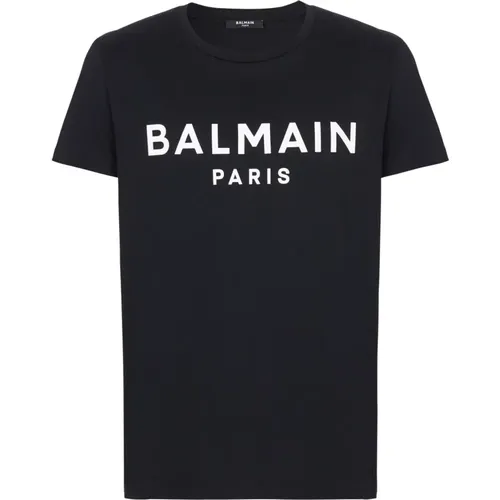 Bedrucktes Paris T-Shirt mit kurzen Ärmeln , Herren, Größe: M - Balmain - Modalova