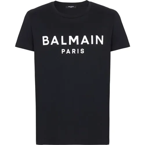 Bedrucktes Paris T-Shirt mit kurzen Ärmeln , Herren, Größe: S - Balmain - Modalova