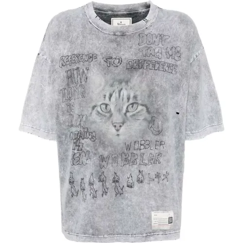 T-Shirts, male, , Size: M Graphic Print Cotton T-shirt Grey Multicolor - Mihara Yasuhiro - Modalova