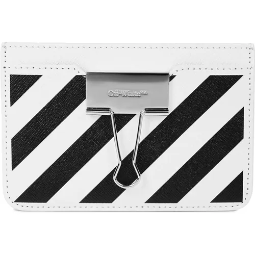 Off , Wallets & Cardholders, female, , Size: ONE SIZE Logo Leather Card Case Italy - Off White - Modalova