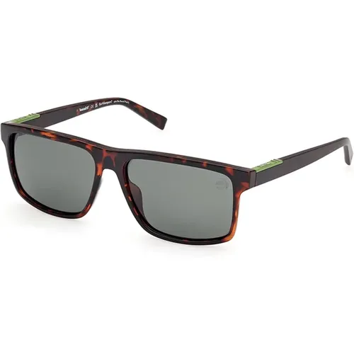 Polarized Sunglasses Havana Green Lens , male, Sizes: 56 MM - Timberland - Modalova