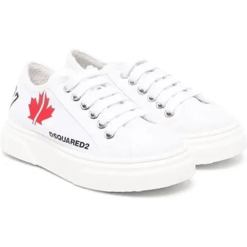 Weiße Low Top Baumwoll-Sneakers für Jungen - Dsquared2 - Modalova