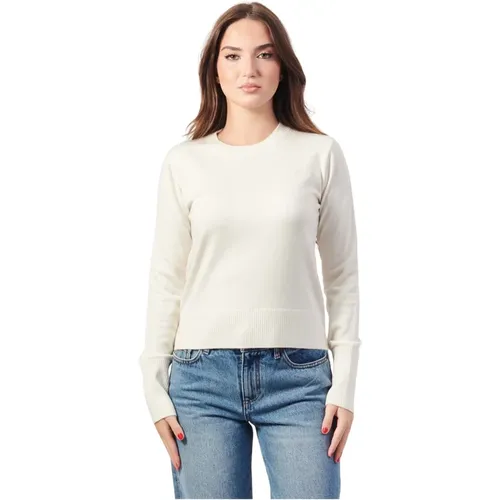 Weiße Crewneck Kurzer Pullover , Damen, Größe: XS - Guess - Modalova