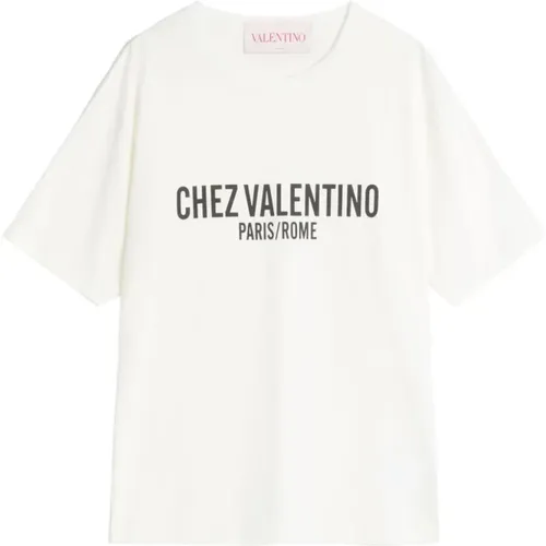 T-Shirts, female, , Size: XS Cotton Slogan Print T-shirt - Valentino - Modalova