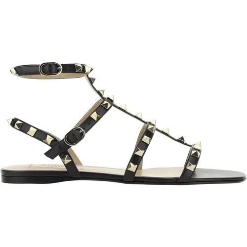 Schwarze Ledersandalen Ss22 - Valentino Garavani - Modalova