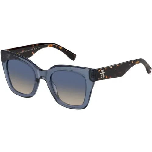 Blaue Doubleshade Peach Sonnenbrille , unisex, Größe: 50 MM - Tommy Hilfiger - Modalova