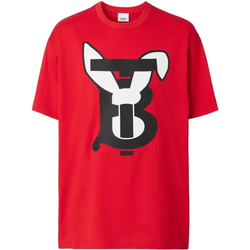 Baumwolle Markenprint T-shirt Top , Herren, Größe: XS - Burberry - Modalova