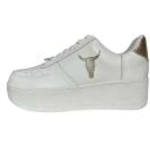 Weiße+Goldene Reptil Sneakers , Damen, Größe: 41 EU - Windsor Smith - Modalova
