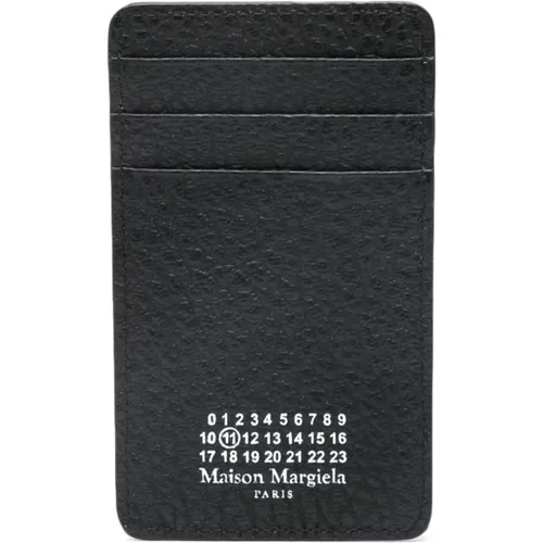 Wallets & Cardholders, male, , Size: ONE SIZE Grained Leather Wallet with Signature Logo - Maison Margiela - Modalova