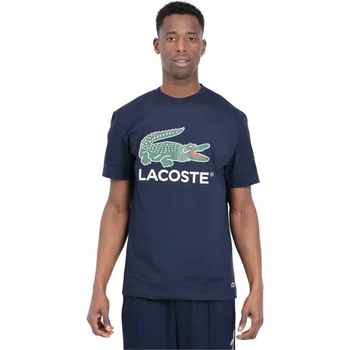 Blaue Nacht Krokodil Logo T-shirt , Herren, Größe: XL - Lacoste - Modalova