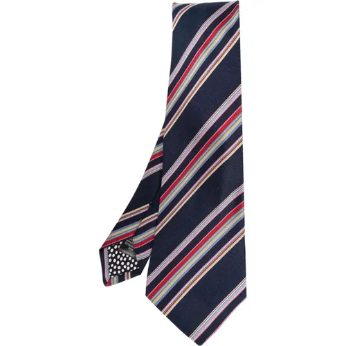 Ties, male, , Size: ONE SIZE Silk Tie with Pinstripe Pattern - PS By Paul Smith - Modalova