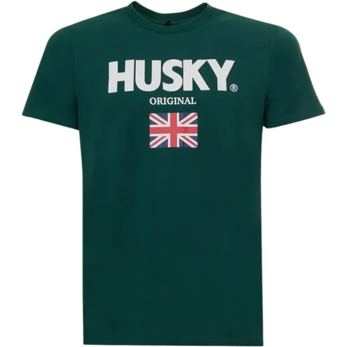 Kurzarm Baumwoll T-Shirt , Herren, Größe: 3XL - Husky Original - Modalova