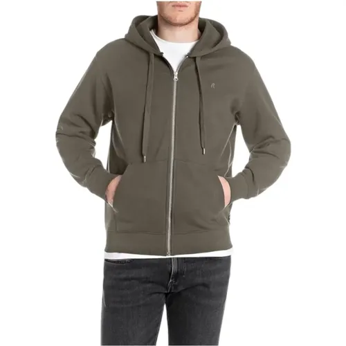 Zip-throughs, male, , Size: M Zip Hoodie - Replay - Modalova