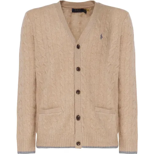 Beige Wool Cashmere V-Neck Cardigan , male, Sizes: M, L, XL - Ralph Lauren - Modalova