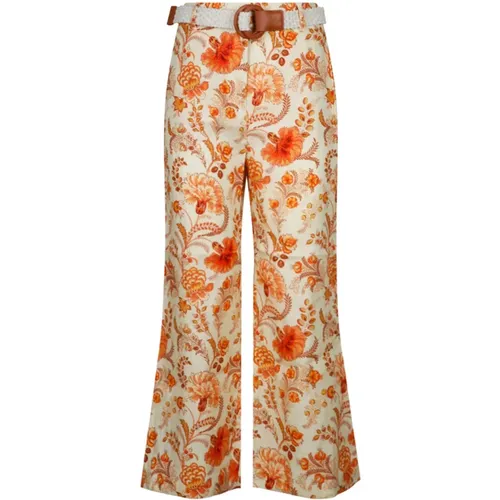 Floral Print High Waisted Trousers , female, Sizes: S - Zimmermann - Modalova